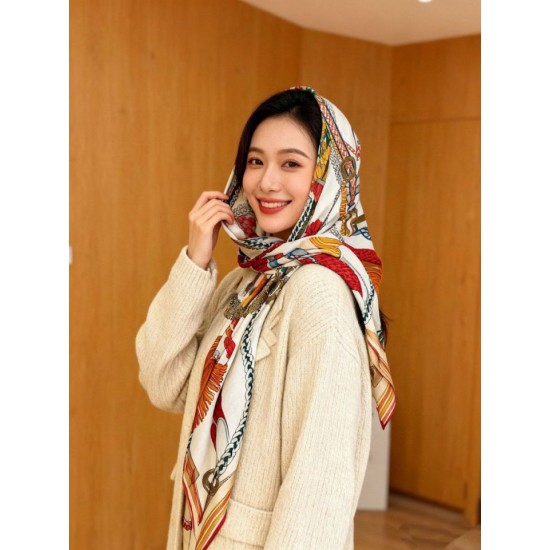 Repliche Perfette Foulard quadrato in velluto intrecciato a mano Hermès, 140 arancione Imitazioni False Online