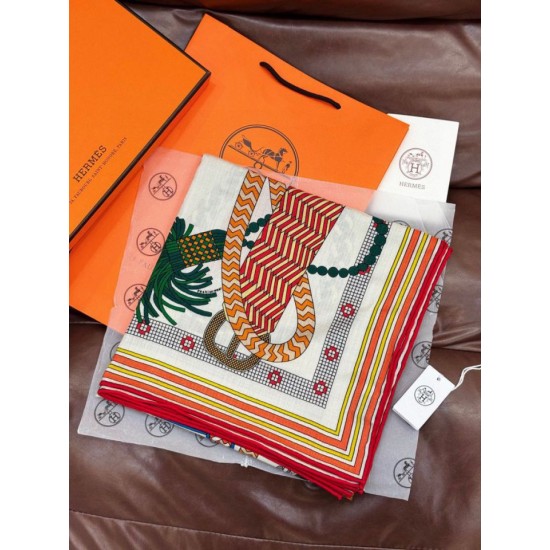Repliche Perfette Foulard quadrato in velluto intrecciato a mano Hermès, 140 arancione Imitazioni False Online