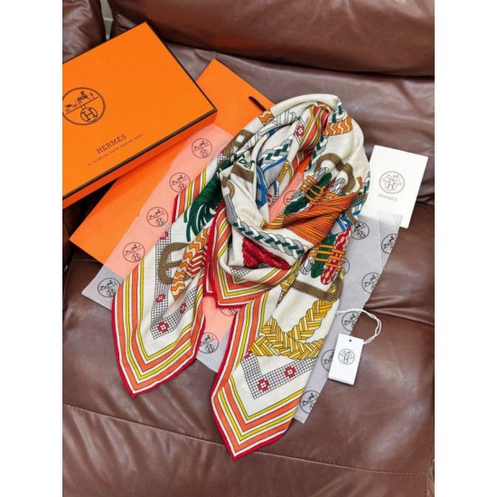 Repliche Perfette Foulard quadrato in velluto intrecciato a mano Hermès, 140 arancione Imitazioni False Online