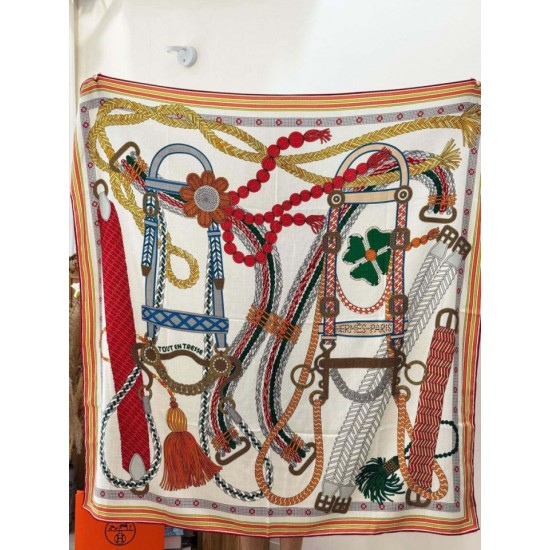 Repliche Perfette Foulard quadrato in velluto intrecciato a mano Hermès, 140 arancione Imitazioni False Online