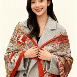 Repliche Perfette Sciarpa reversibile in cashmere Hermès Animal City, 140 rosso Imitazioni False Online