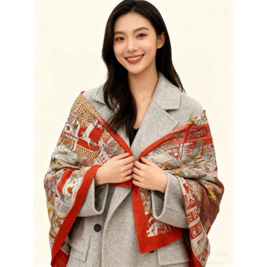 Replica Sciarpa reversibile in cashmere Hermès Animal City, 140 rosso Fallate Outlet Online Italia Repliche Perfette Sciarpa reversibile in cashmere Hermès Animal City, 140 rosso Imitazioni False Online