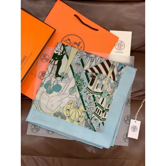 Repliche Perfette Sciarpa reversibile in cashmere Hermès Animal City, 140 blu Imitazioni False Online
