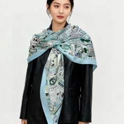 Repliche Perfette Sciarpa reversibile in cashmere Hermès Animal City, 140 blu Imitazioni False Online