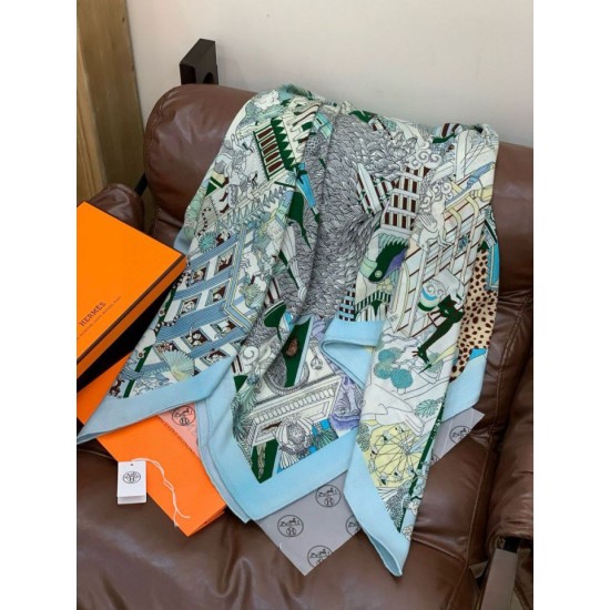 Repliche Perfette Sciarpa reversibile in cashmere Hermès Animal City, 140 blu Imitazioni False Online