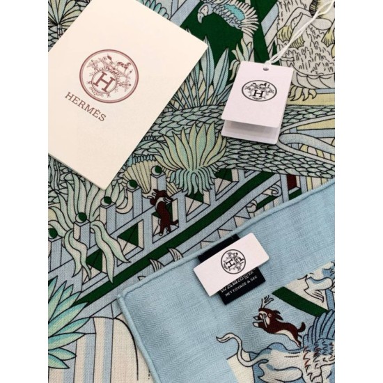 Repliche Perfette Sciarpa reversibile in cashmere Hermès Animal City, 140 blu Imitazioni False Online