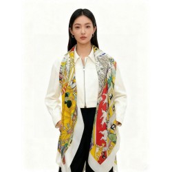 Repliche Perfette Sciarpa reversibile in cashmere Hermès Animal City, 140 giallo Imitazioni False Online