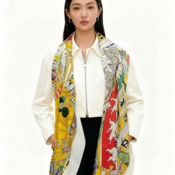 Repliche Perfette Sciarpa reversibile in cashmere Hermès Animal City, 140 giallo Imitazioni False Online