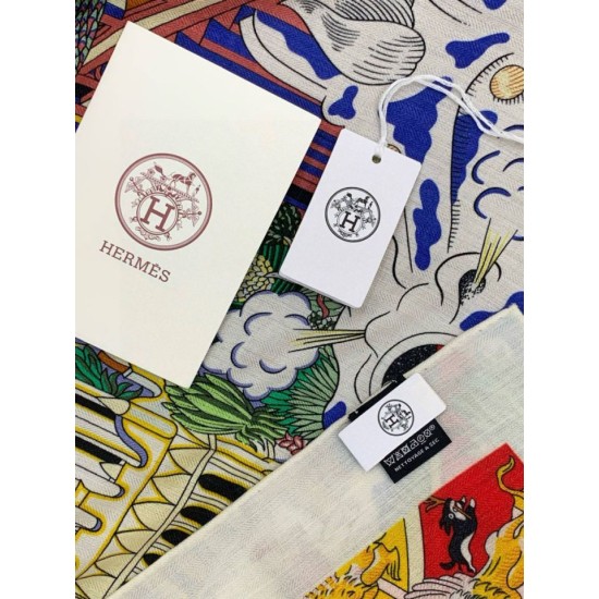 Repliche Perfette Sciarpa reversibile in cashmere Hermès Animal City, 140 giallo Imitazioni False Online