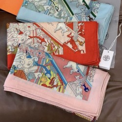 Repliche Perfette Sciarpa reversibile in cashmere Hermès Animal City, 140 giallo Imitazioni False Online