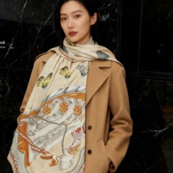 Repliche Perfette Foulard quadrato in velluto double face tinta unita Hermès Sweet Saddleware, 140 albicocca Imitazioni False Online