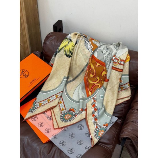 Repliche Perfette Foulard quadrato in velluto double face tinta unita Hermès Sweet Saddleware, 140 albicocca Imitazioni False Online