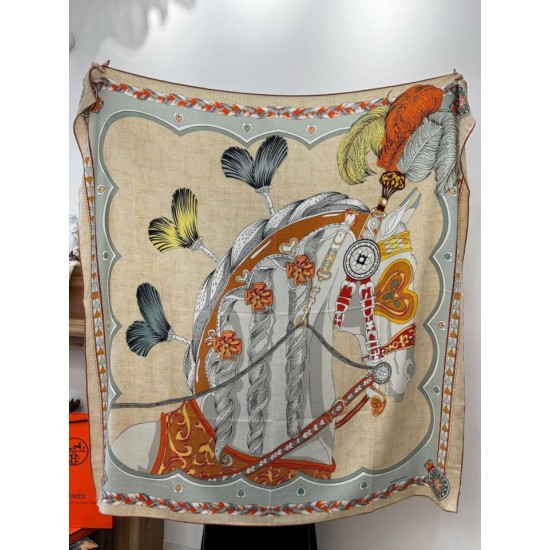 Repliche Perfette Foulard quadrato in velluto double face tinta unita Hermès Sweet Saddleware, 140 albicocca Imitazioni False Online