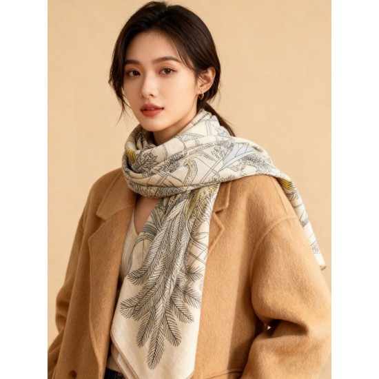 Repliche Perfette Hermès Rare Treasures Fazzoletto in cashmere reversibile 140 02 Imitazioni False Online