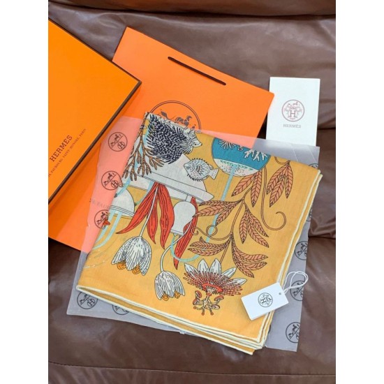 Repliche Perfette Hermès Rare Treasures Fazzoletto in cashmere reversibile 140 03 Imitazioni False Online
