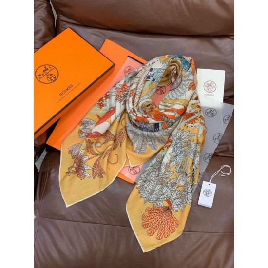 Repliche Perfette Hermès Rare Treasures Fazzoletto in cashmere reversibile 140 03 Imitazioni False Online