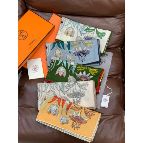 Repliche Perfette Hermès Rare Treasures Fazzoletto in cashmere reversibile 140 03 Imitazioni False Online