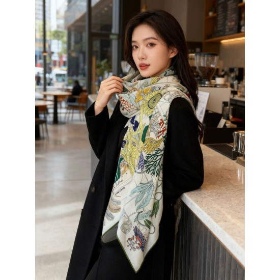 Repliche Perfette Hermès Rare Treasures Fazzoletto in cashmere reversibile 140 05 Imitazioni False Online
