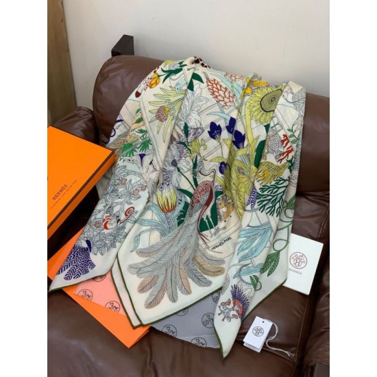 Repliche Perfette Hermès Rare Treasures Fazzoletto in cashmere reversibile 140 05 Imitazioni False Online