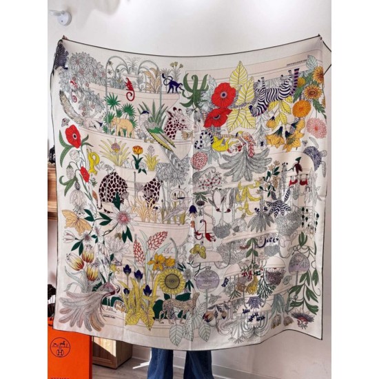 Repliche Perfette Hermès Rare Treasures Fazzoletto in cashmere reversibile 140 05 Imitazioni False Online