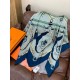 Repliche Perfette Hermès Rare Treasures Fazzoletto in cashmere reversibile 140 Blu Imitazioni False Online