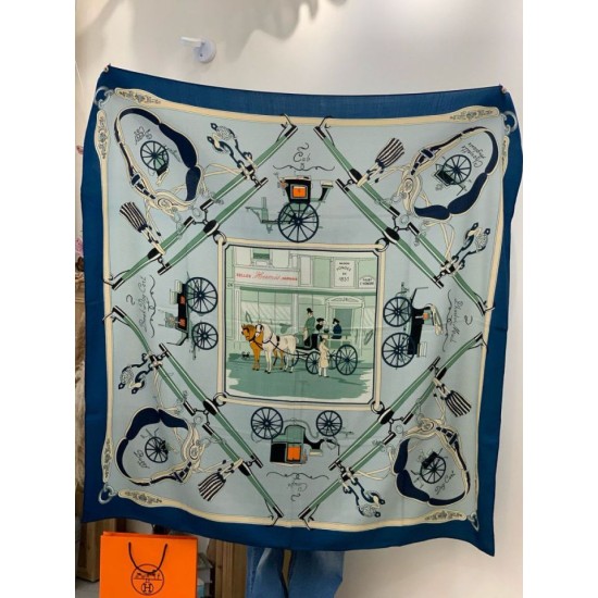 Repliche Perfette Hermès Rare Treasures Fazzoletto in cashmere reversibile 140 Blu Imitazioni False Online
