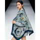 Repliche Perfette Hermès Rare Treasures Fazzoletto in cashmere reversibile 140 Blu Imitazioni False Online