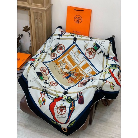 Repliche Perfette Hermès Rare Treasures Fazzoletto in cashmere reversibile 140 Nero Imitazioni False Online