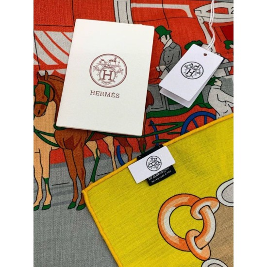 Repliche Perfette Fazzoletto reversibile in cashmere Hermès Rare Treasures, 140 giallo Imitazioni False Online