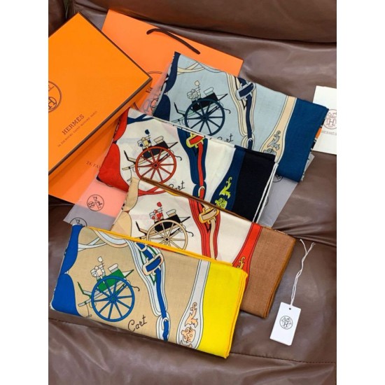 Repliche Perfette Fazzoletto reversibile in cashmere Hermès Rare Treasures, 140 giallo Imitazioni False Online