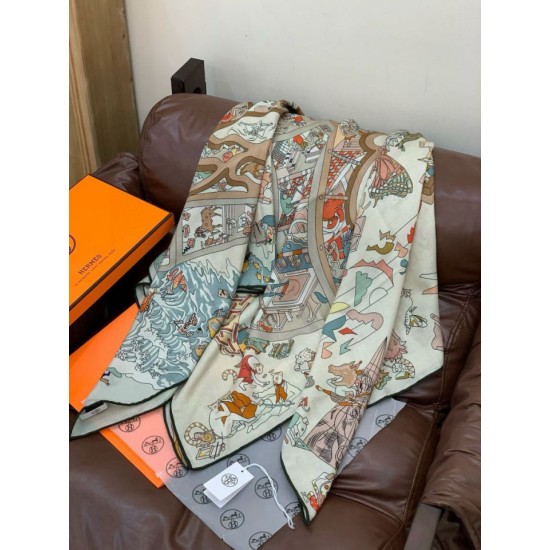 Repliche Perfette Sciarpa in velluto Hermès Surrealist Hermès Hub 140 Rosso Imitazioni False Online