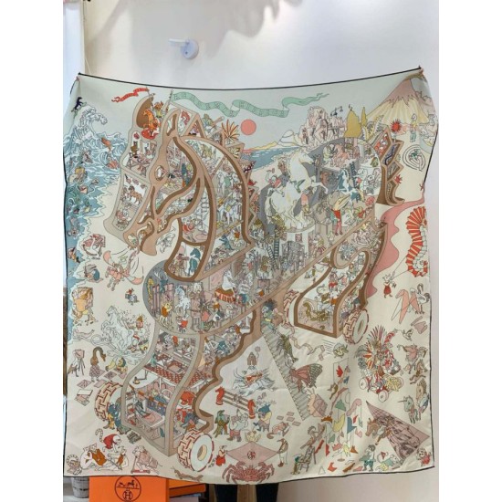 Repliche Perfette Sciarpa in velluto Hermès Surrealist Hermès Hub 140 Rosso Imitazioni False Online