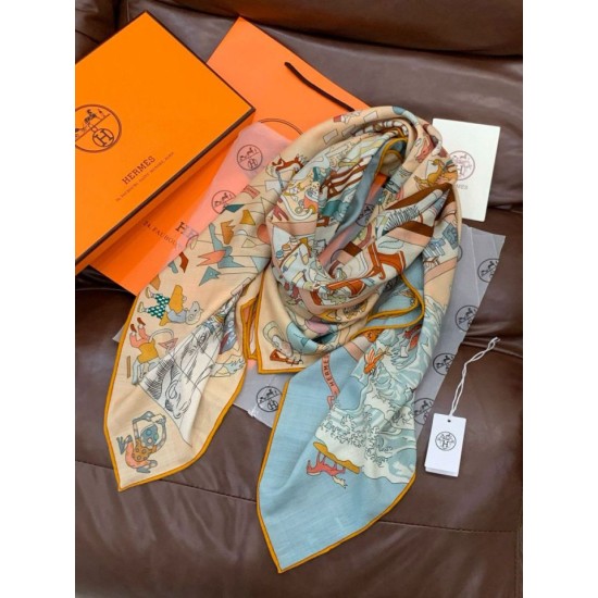 Repliche Perfette Scialle in velluto reversibile Hermès Equestrian Academy 140 02 Imitazioni False Online