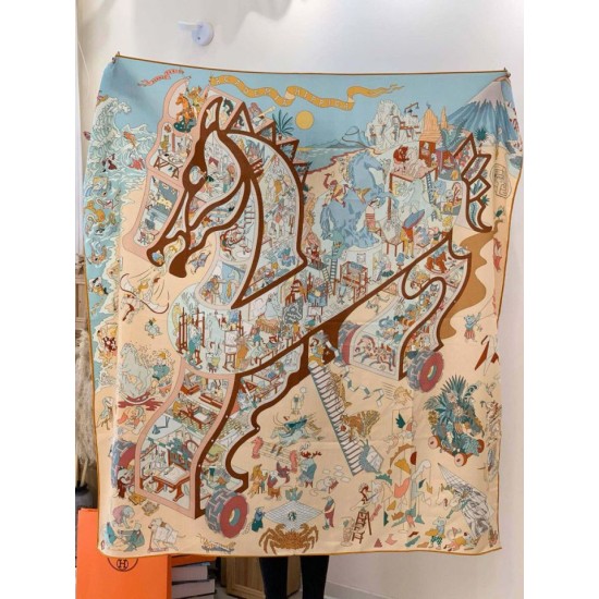 Repliche Perfette Scialle in velluto reversibile Hermès Equestrian Academy 140 02 Imitazioni False Online