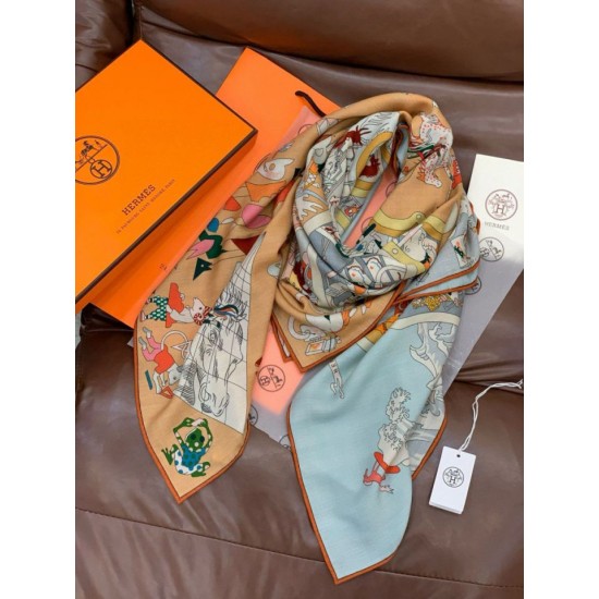 Repliche Perfette Hermès Equestrian Academy Velluto reversibile Scialle 140 01 Imitazioni False Online