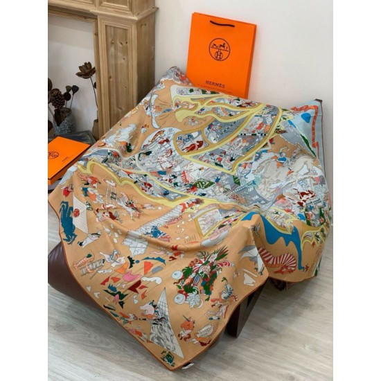 Repliche Perfette Hermès Equestrian Academy Velluto reversibile Scialle 140 01 Imitazioni False Online