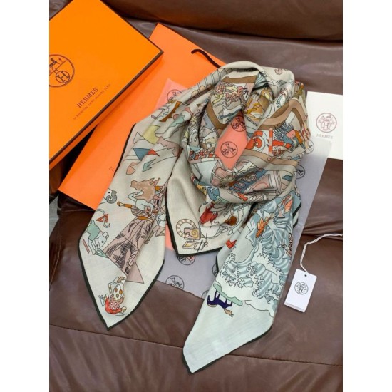 Repliche Perfette Hermès Equestrian Academy Scialle in velluto reversibile 140 Marrone Imitazioni False Online