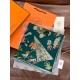 Repliche Perfette Hermès Equestrian Academy Scialle in velluto reversibile 140 Verde Imitazioni False Online