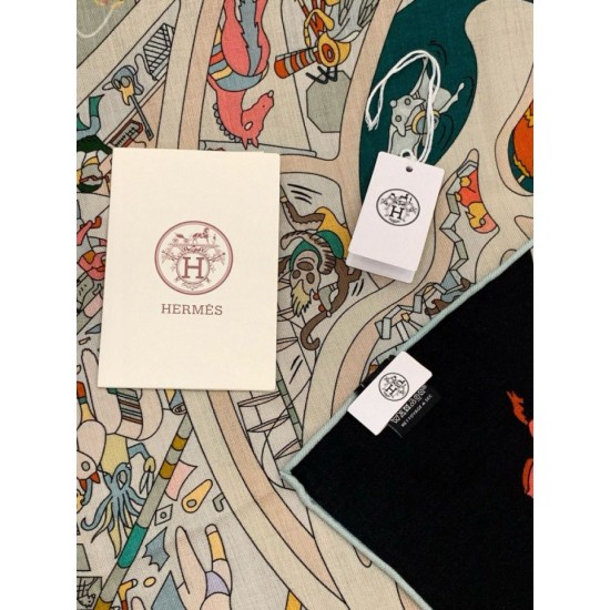 Repliche Perfette Hermès Equestrian Academy Scialle in velluto reversibile 140 Verde Imitazioni False Online
