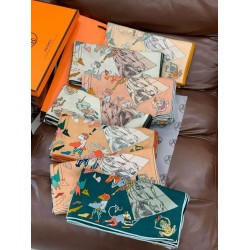 Repliche Perfette Hermès Equestrian Academy Scialle in velluto reversibile 140 Verde Imitazioni False Online