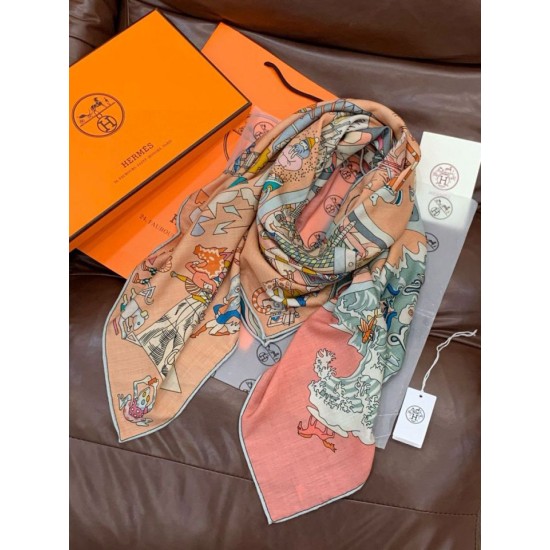 Repliche Perfette Hermès Equestrian Academy Scialle in velluto reversibile 140 Rosa Imitazioni False Online