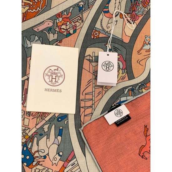 Repliche Perfette Hermès Equestrian Academy Scialle in velluto reversibile 140 Rosa Imitazioni False Online