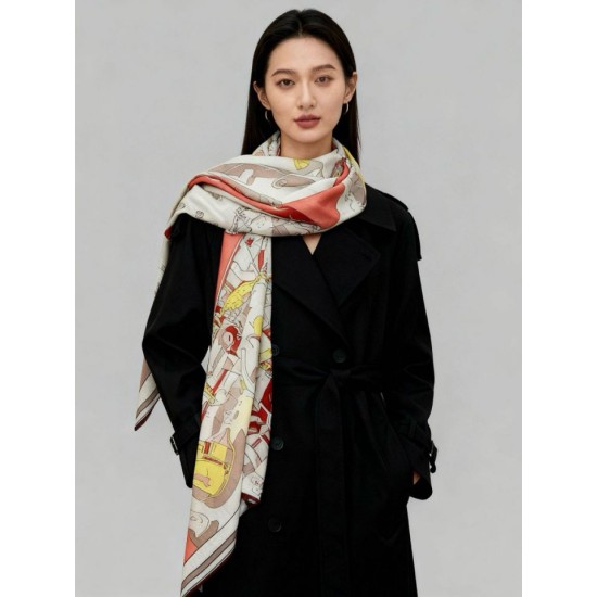 Repliche Perfette Sciarpa in seta Hermès Starry Night Chorus e fazzoletto quadrato in cashmere 140 01 Imitazioni False Online