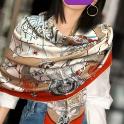 Repliche Perfette Sciarpa in seta Hermès Starry Night Chorus e fazzoletto quadrato in cashmere 140 Imitazioni False Online