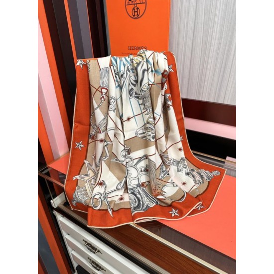 Repliche Perfette Sciarpa in seta Hermès Starry Night Chorus e fazzoletto quadrato in cashmere 140 Imitazioni False Online