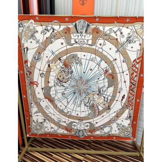 Repliche Perfette Sciarpa in seta Hermès Starry Night Chorus e fazzoletto quadrato in cashmere 140 Imitazioni False Online
