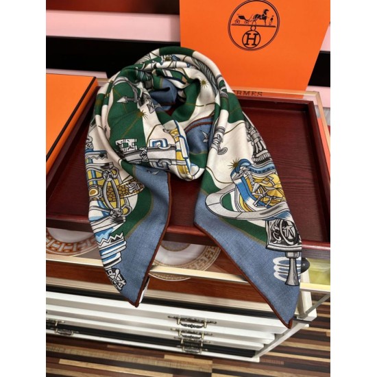 Repliche Perfette Sciarpa in seta Hermès Starry Night Chorus e fazzoletto quadrato in cashmere 140 04 Imitazioni False Online