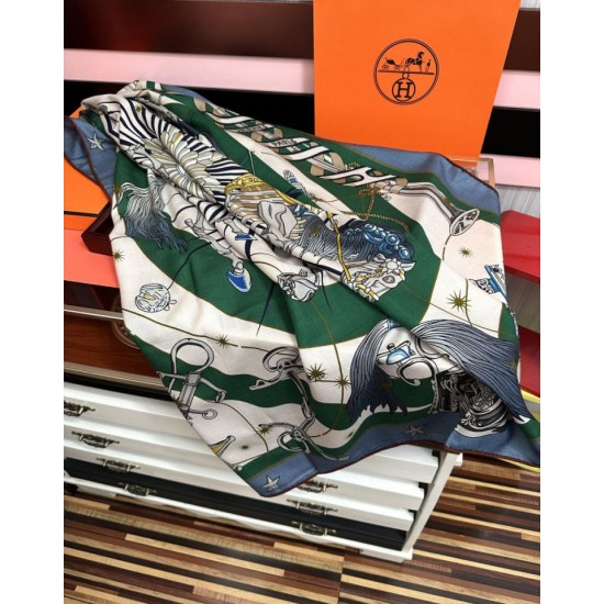 Repliche Perfette Sciarpa in seta Hermès Starry Night Chorus e fazzoletto quadrato in cashmere 140 04 Imitazioni False Online