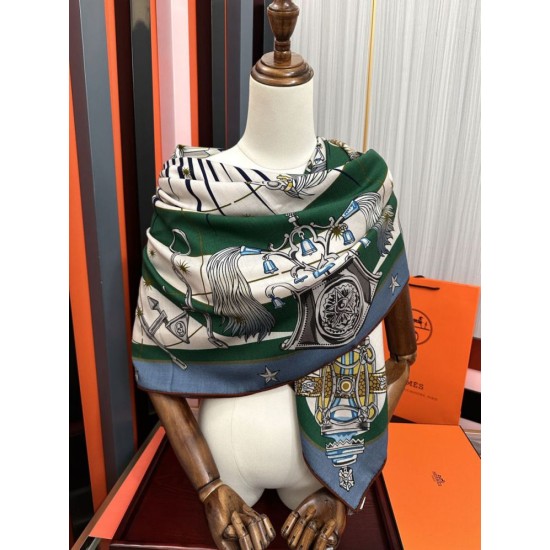 Repliche Perfette Sciarpa in seta Hermès Starry Night Chorus e fazzoletto quadrato in cashmere 140 04 Imitazioni False Online