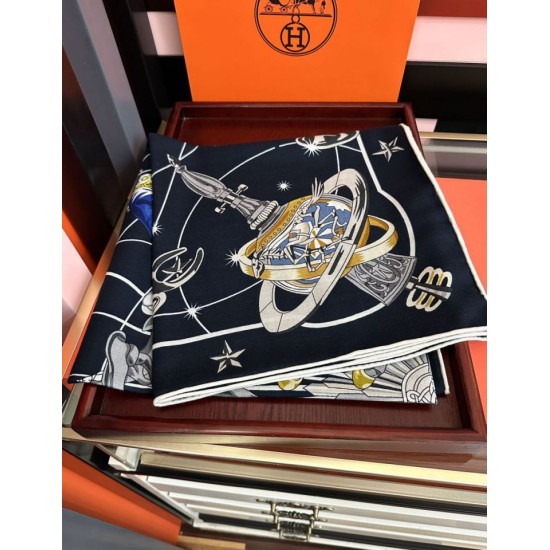 Repliche Perfette Sciarpa in seta Hermès Starry Night Chorus e fazzoletto quadrato in cashmere 140 03 Imitazioni False Online